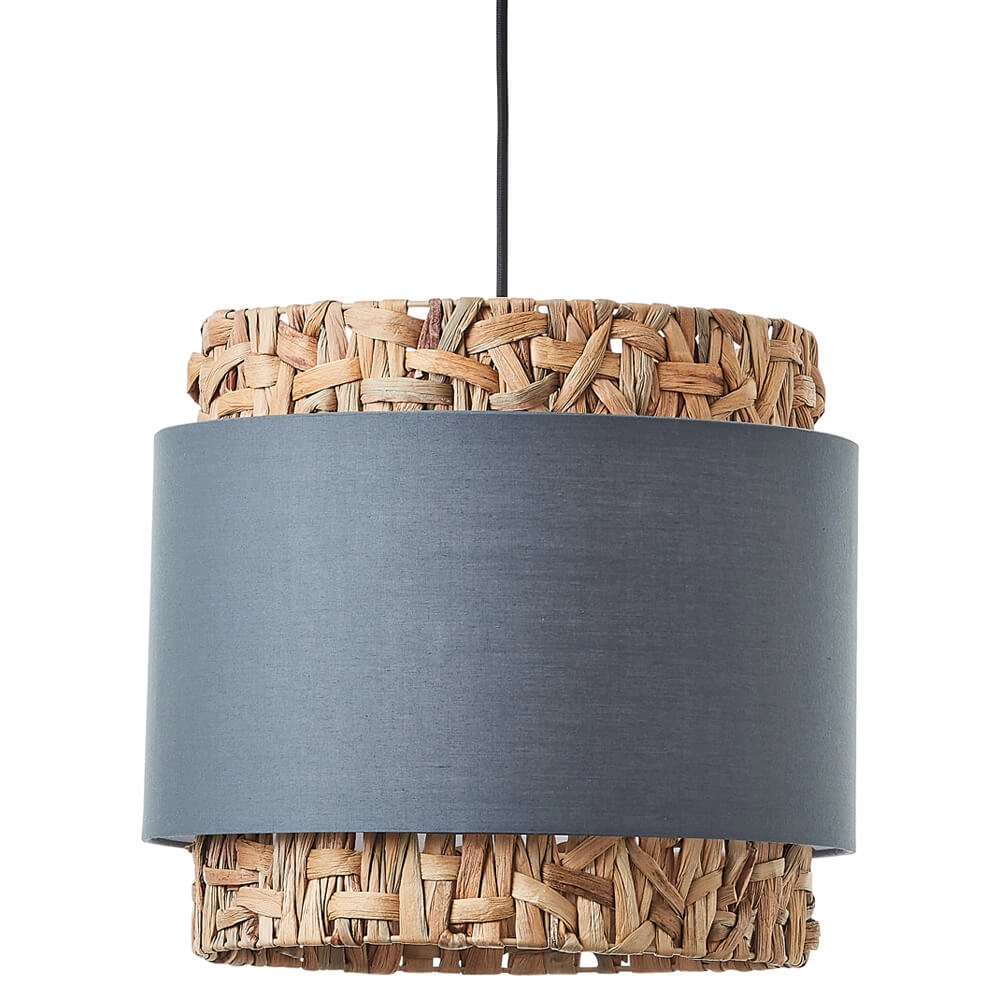 Lampe suspendue Waterlilly rotin avec tissu gris Lampe suspendue Waterlilly rotin avec tissu gris