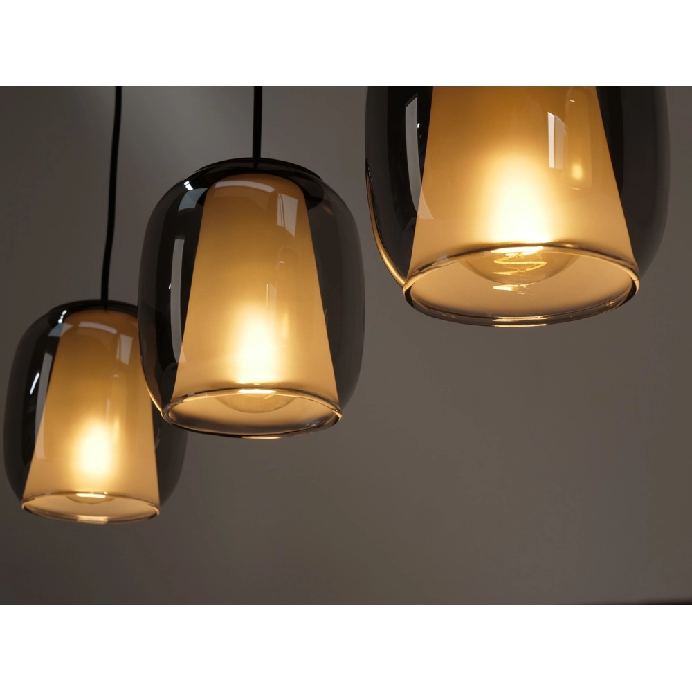 Lampe pendante de table à manger Ciampino 4L - verre dépoli fumé Eglo 9008606312726