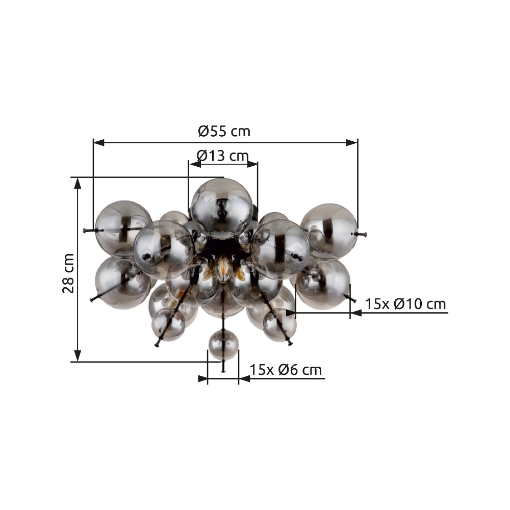 Lampe de plafond unique Udo Verre fumé Globo 9007371449637