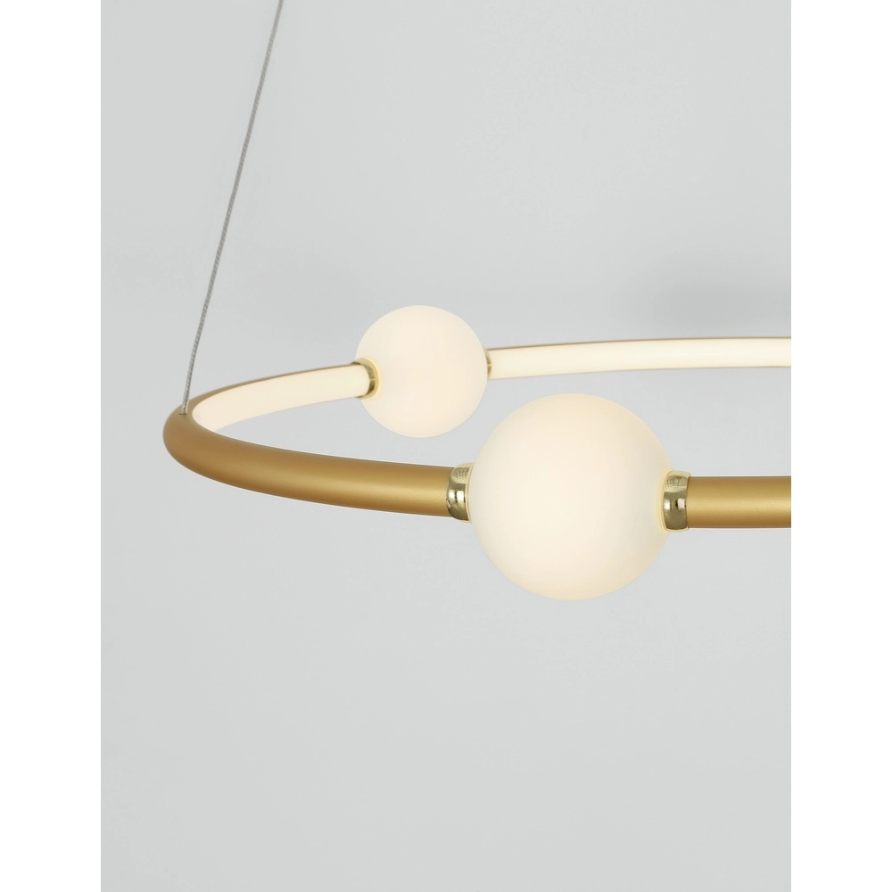 Suspension Celia Or avec rond blanc horizontal Lyora 5212017429322