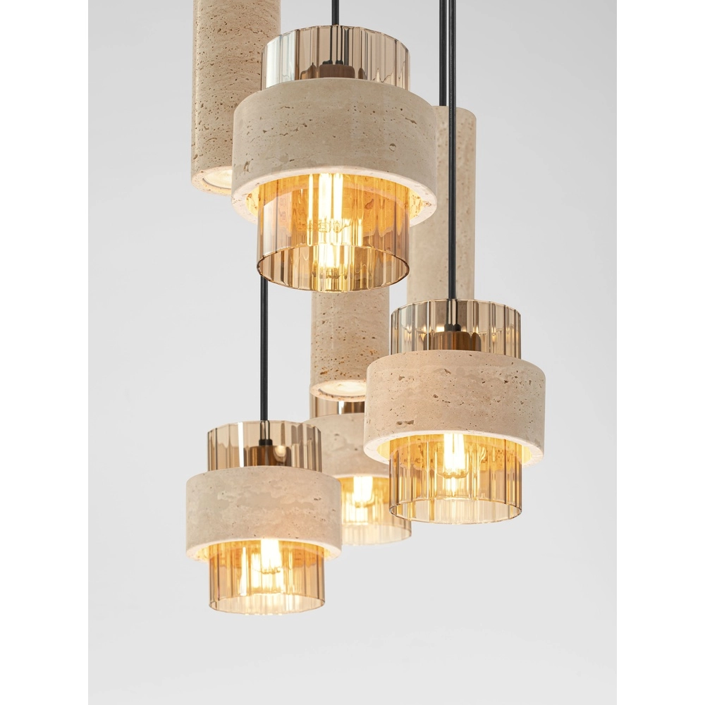 Lampe suspendue à 7 lampes Melony Brun sable moderne Lyora 5212063501263
