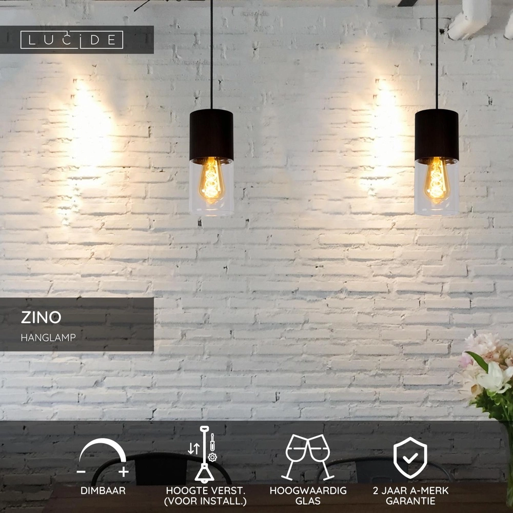 Lampe suspendue Zino Ø 10 cm de noir Lucide 5411212740885
