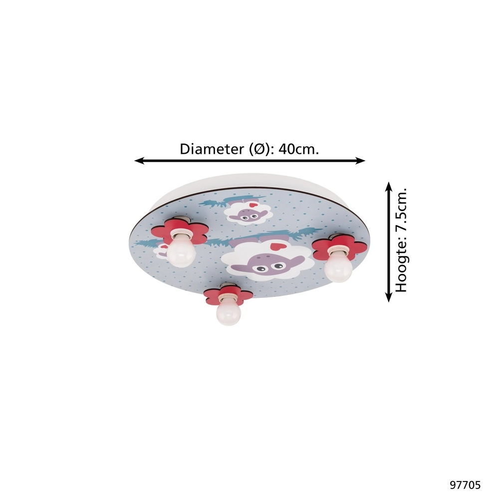 Lampe de plafond de la chambre des enfants Lalelu blanc avec des moutons Eglo 9002759977054
