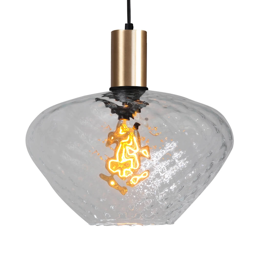 Lampe suspendue dorée Porto avec verre clair Blossom - Ø 30cm