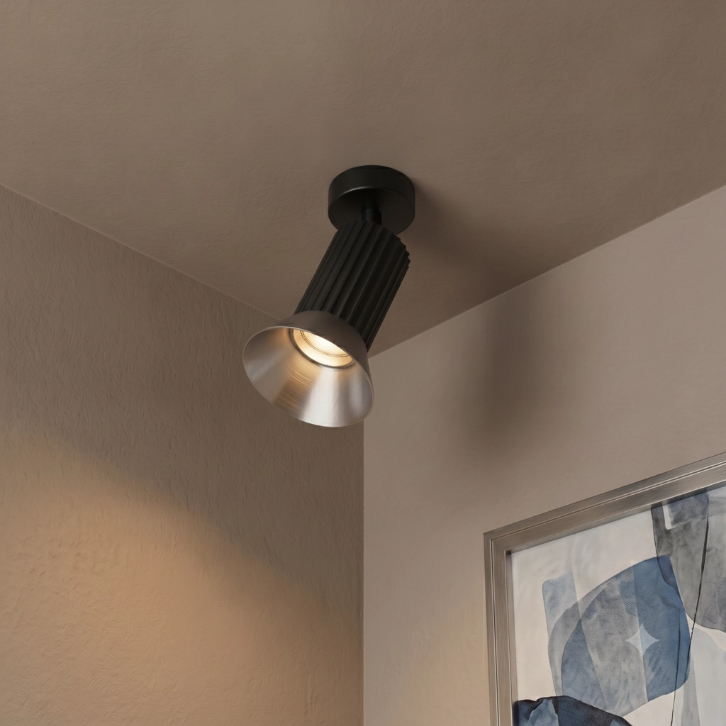 Spot de plafond Luvia Orientable noir avec bronze