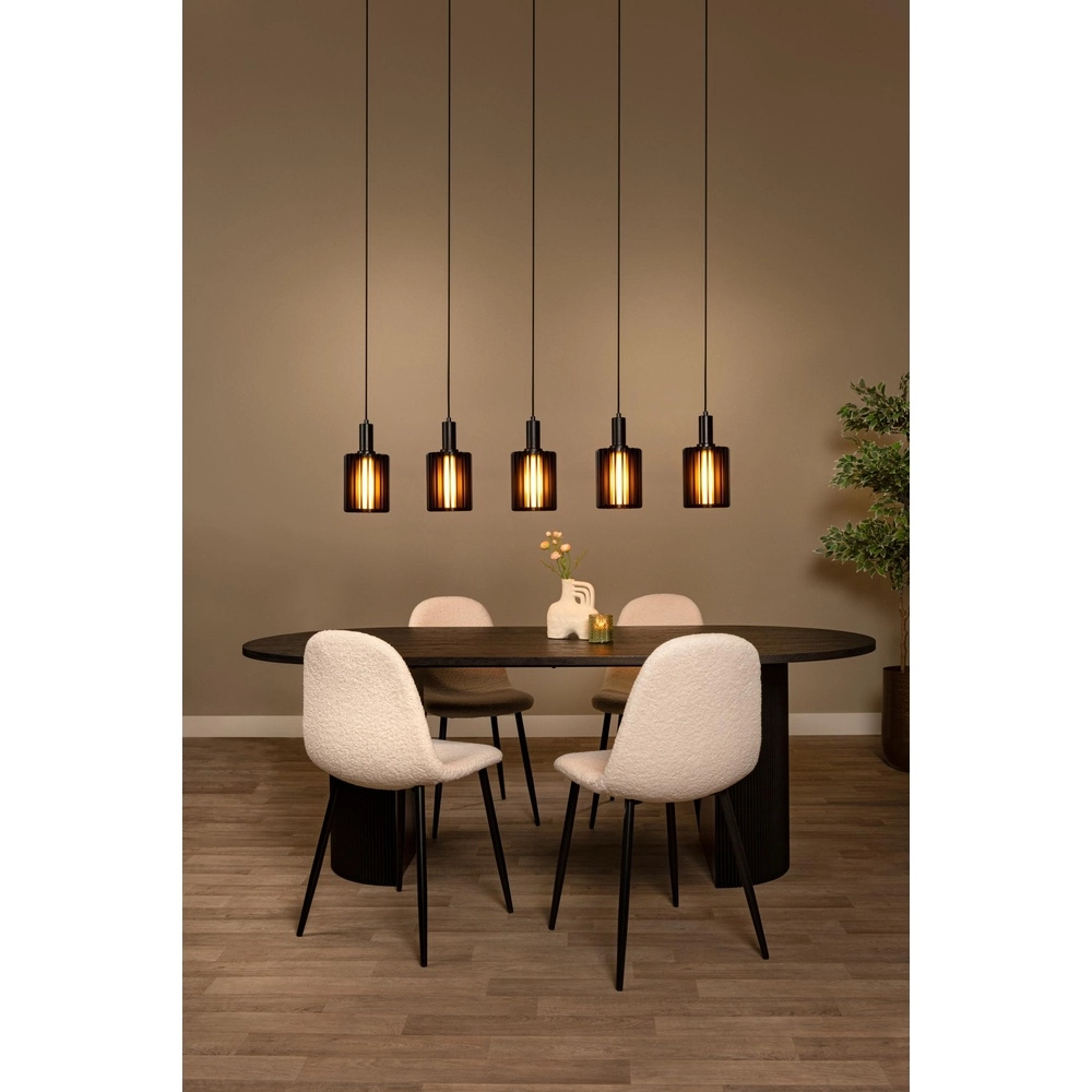 Lampe suspendue à 5 lumières Lambres Noir droit Lucide 5411212452962
