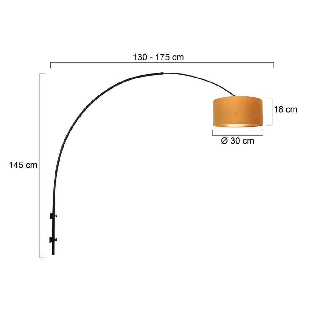 Lampe à arc murale Sparkled noir avec de l'or Steinhauer 8712746146110