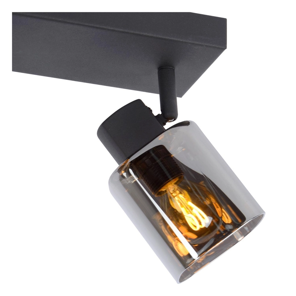 Lampe de plafond Alion Noir à deux lumières avec verre fumé Lucide 5411212176998