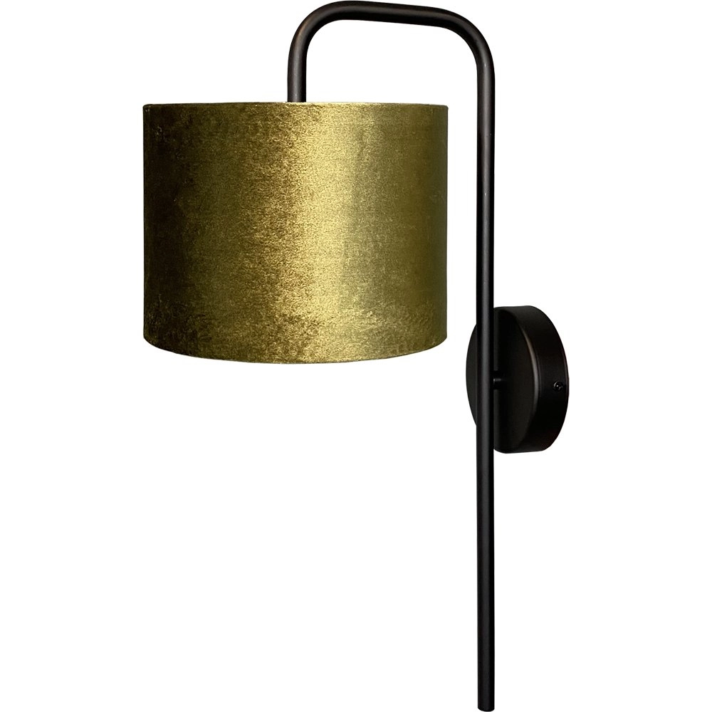 Applique noire Venus avec abat-jour vert olive Applique noire Venus avec abat-jour vert olive