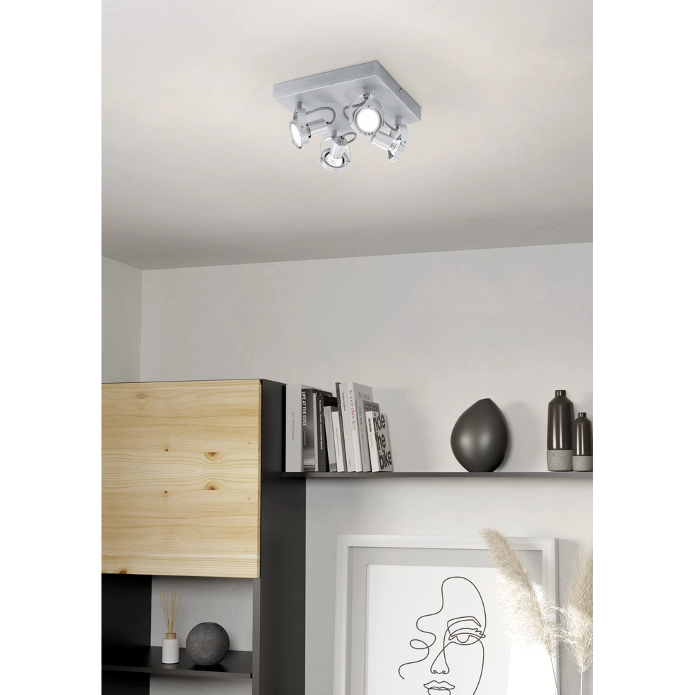 Lampe de plafond carrée Novorio Métal brossé Eglo 9002759946456