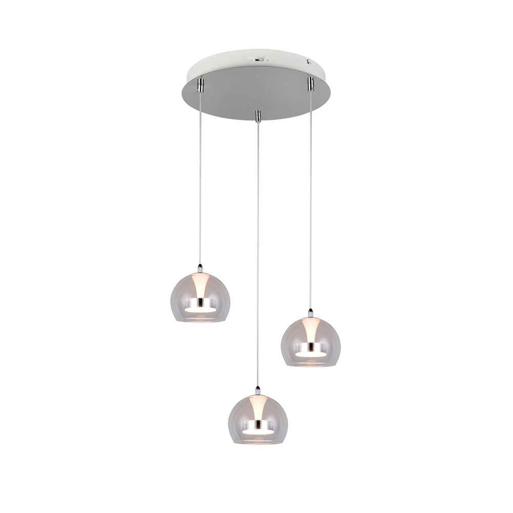 Suspension Flynt Chrome à 3 lumières