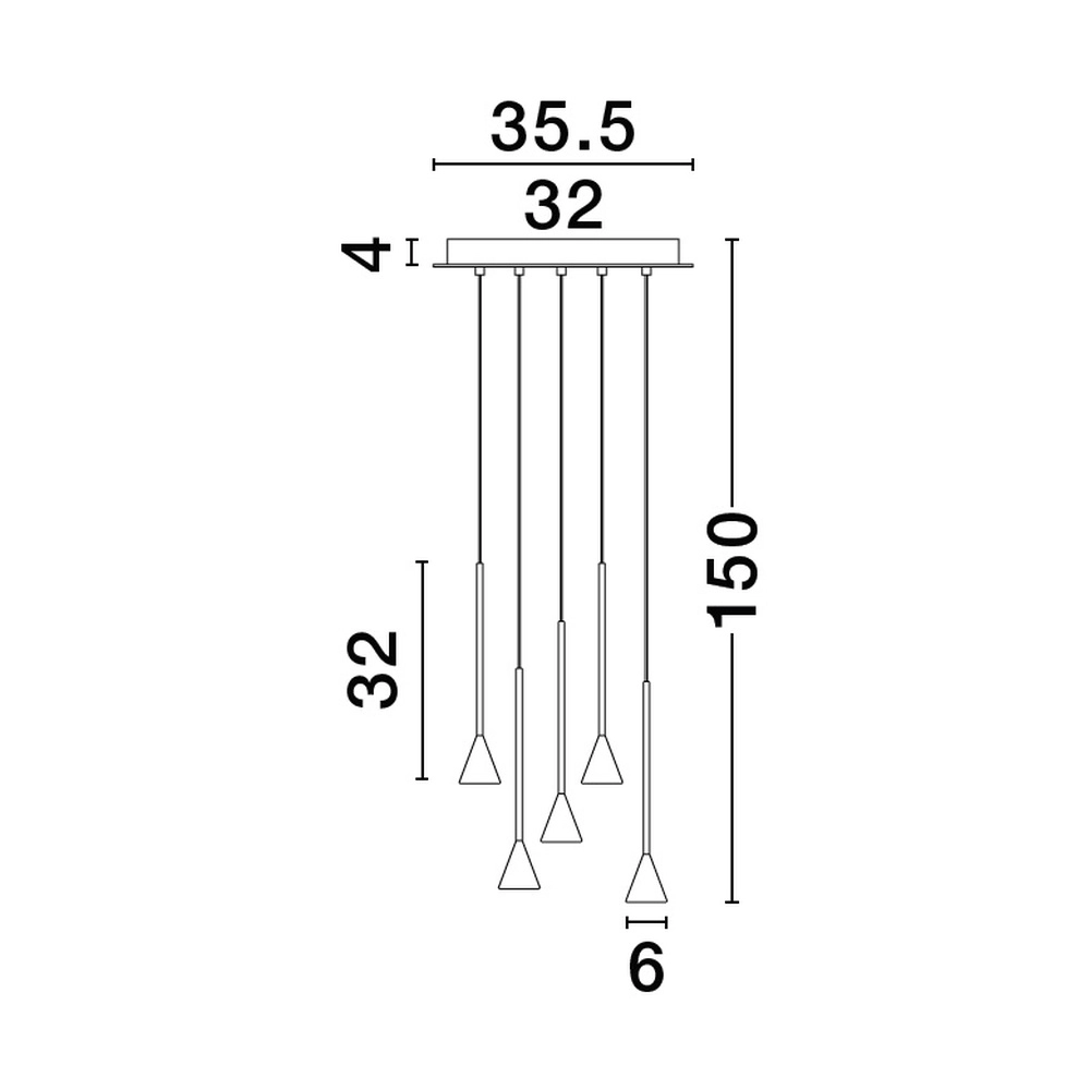 Suspension Net rond 5 lumières noir Lyora 5212017445322