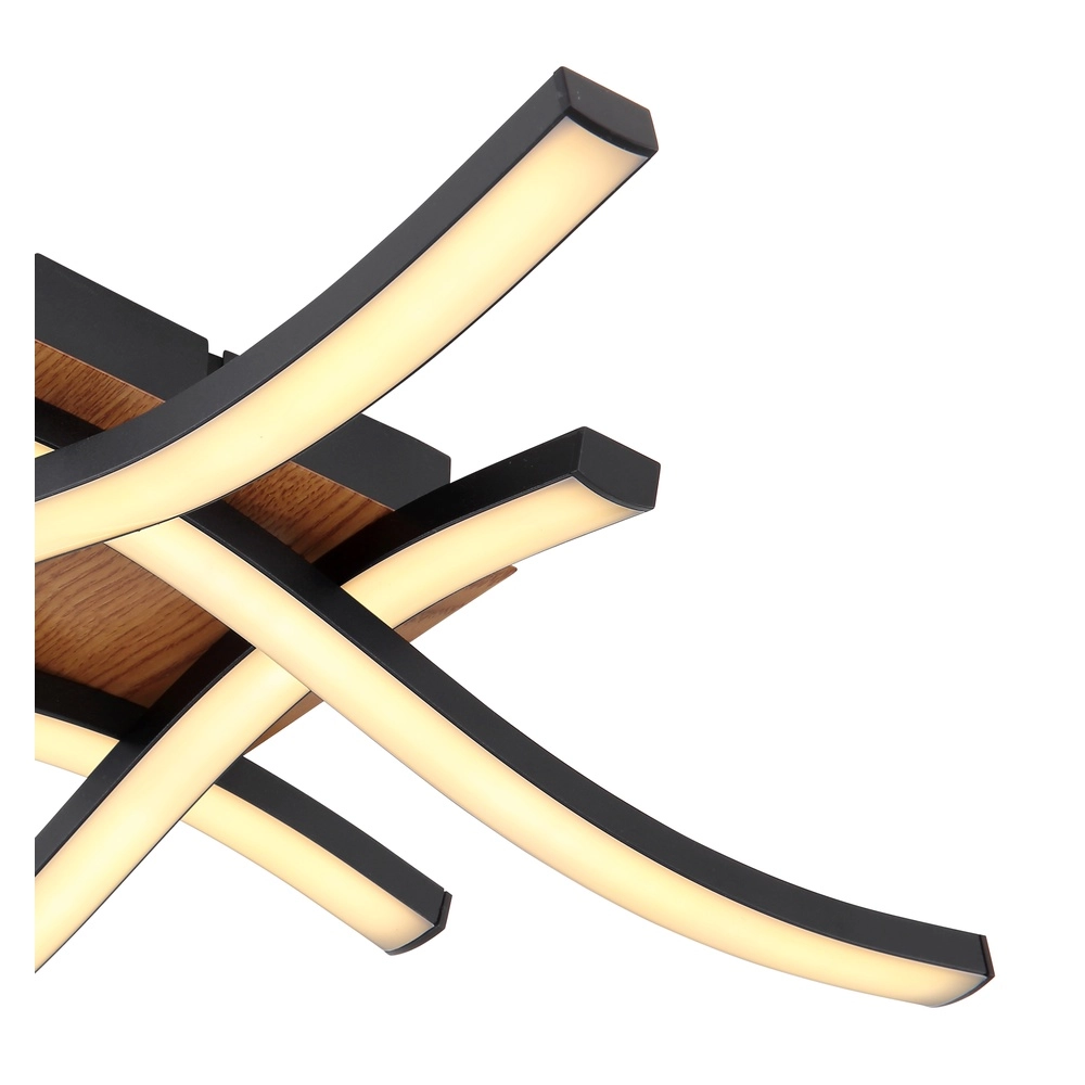 Lampe de plafond Evita noir avec bois Globo 9007371419173