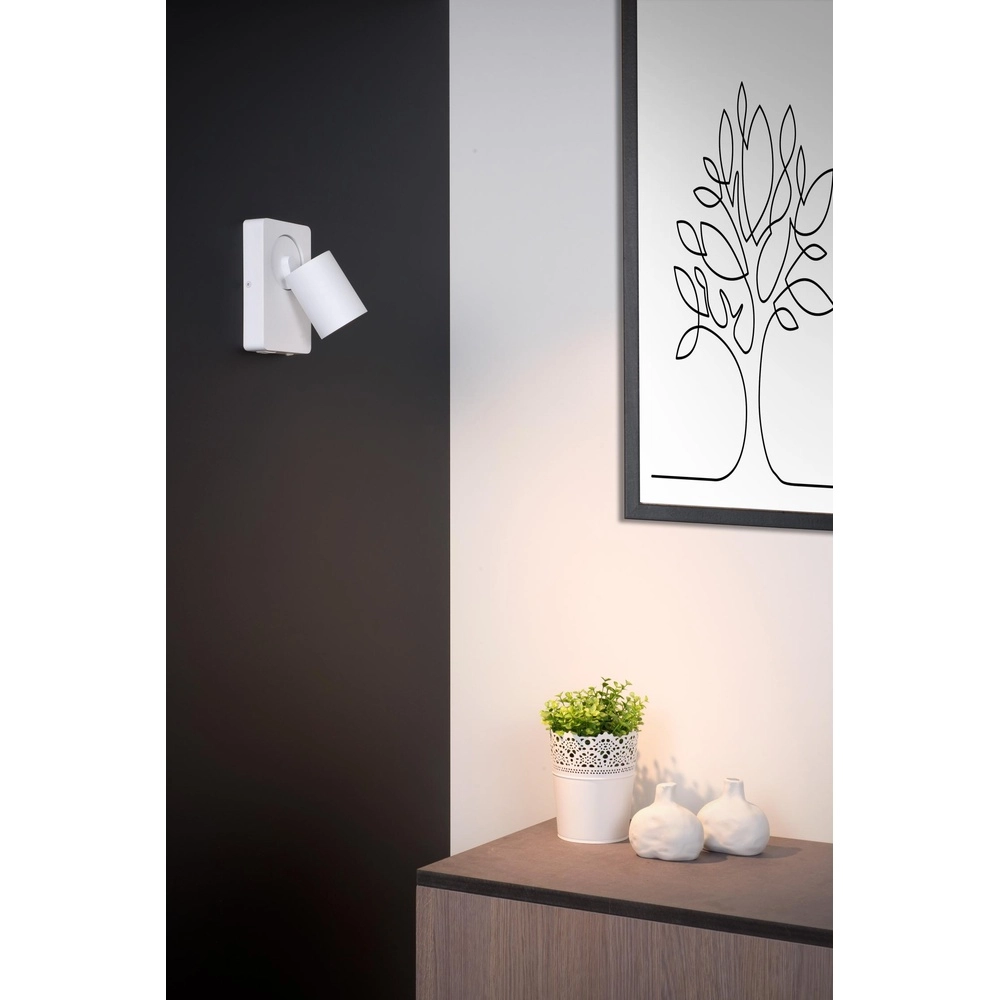 Lampe de chevet Nigel avec point de charge USB blanc Lucide 5411212092748
