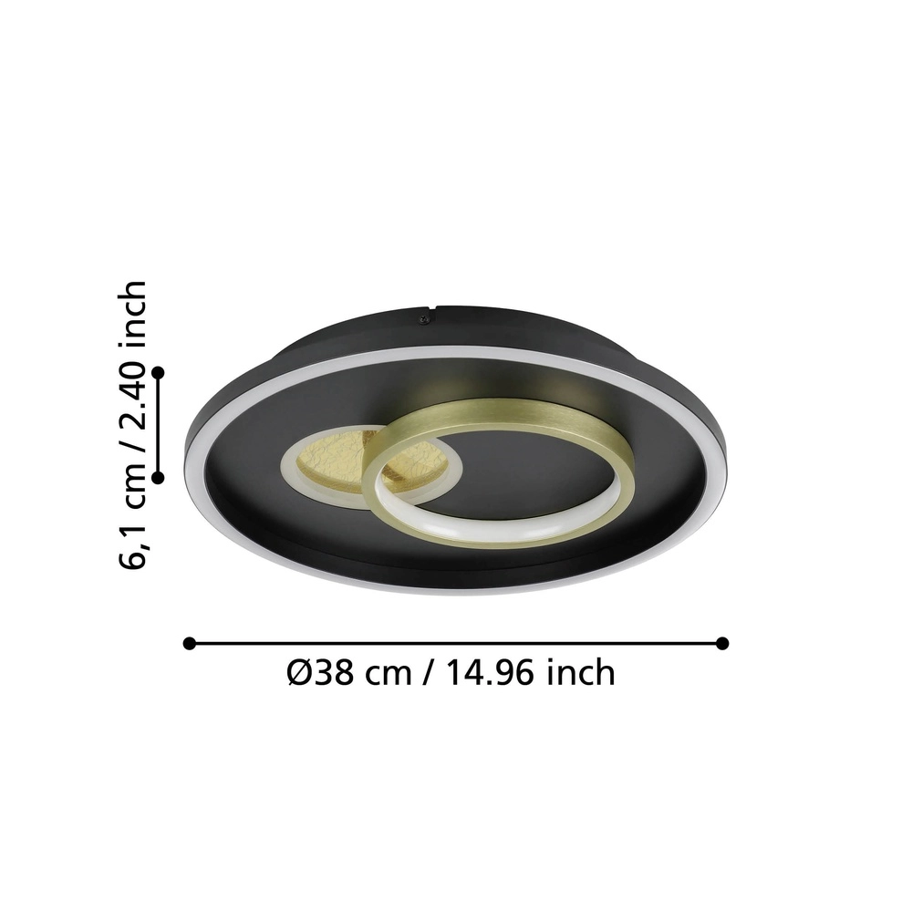 Lampe de plafond à design Tiriolo LED - noir avec or - Ø 38cm Eglo 9008606316359