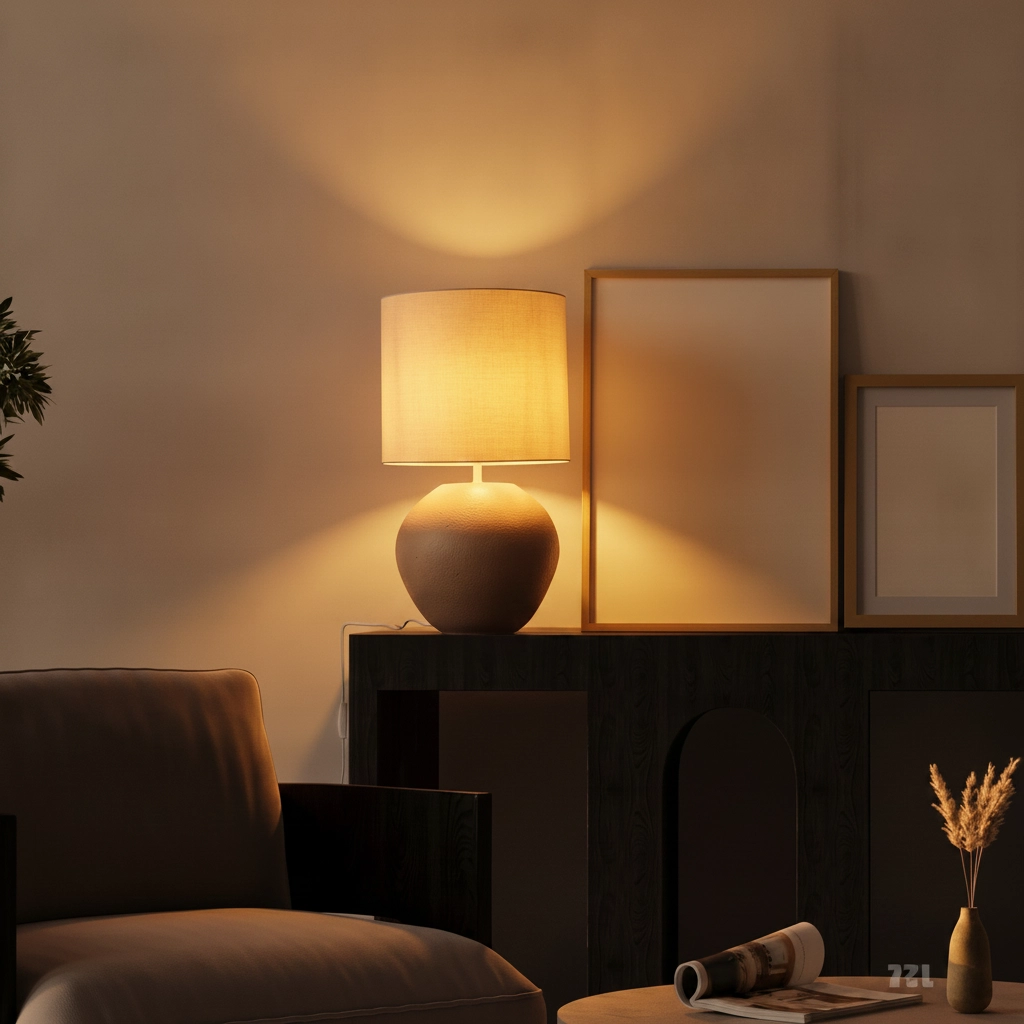Lampe de table Mizu crème avec capuche blanche