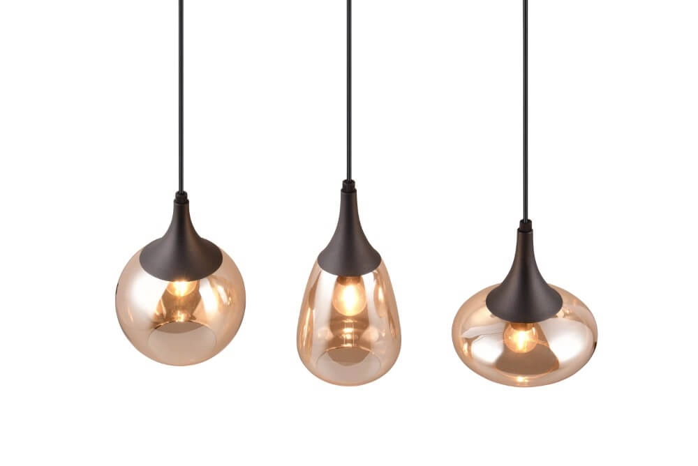 Lampe suspendue 3 lumières Lumina avec verre ambré Trio 4017807597080