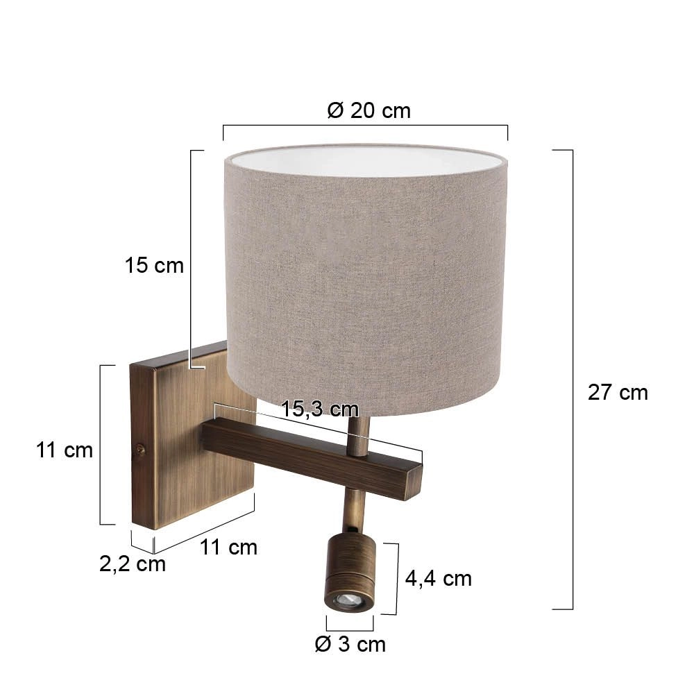 Lampe murale Stang avec capuche grise Steinhauer 8712746189667