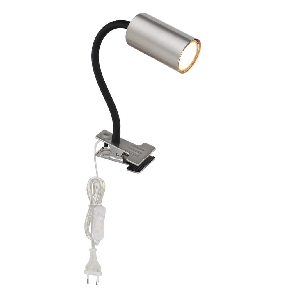Lampe à pince noire Robby avec nickel