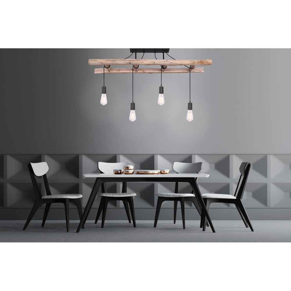 Lampe suspendue à 4 lumières Irmgard Bois 80 cm Globo 9007371390342