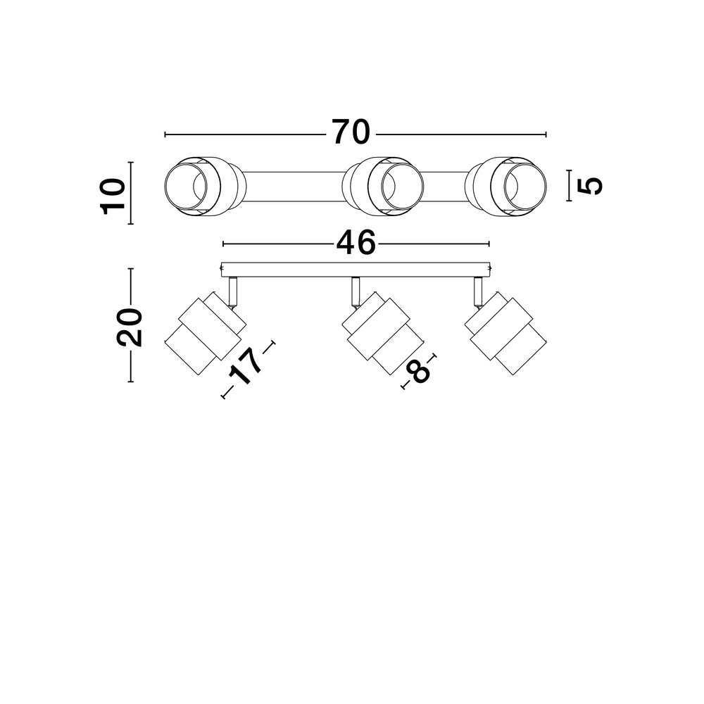 Plafonnier Sianna 3 lumières noir avec or Lyora 5212017452610