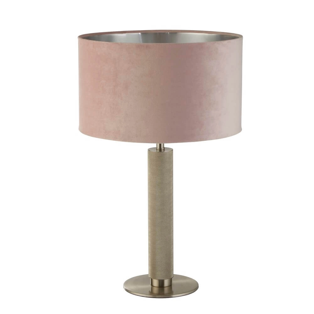 Lampe de table dorée London avec capuche rose