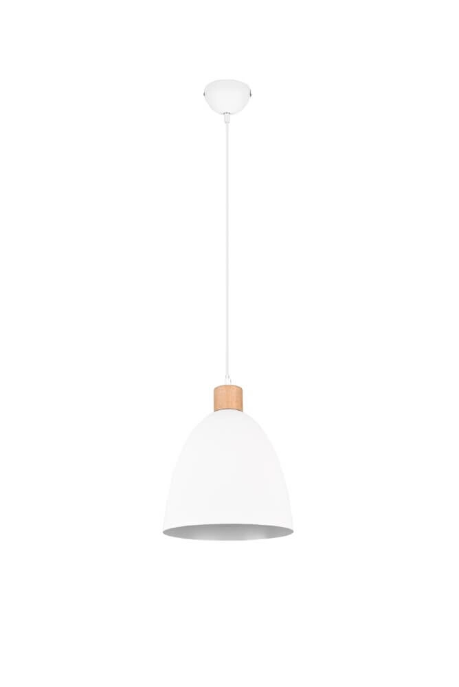 Lampe suspendue Jagger blanc avec du bois marron