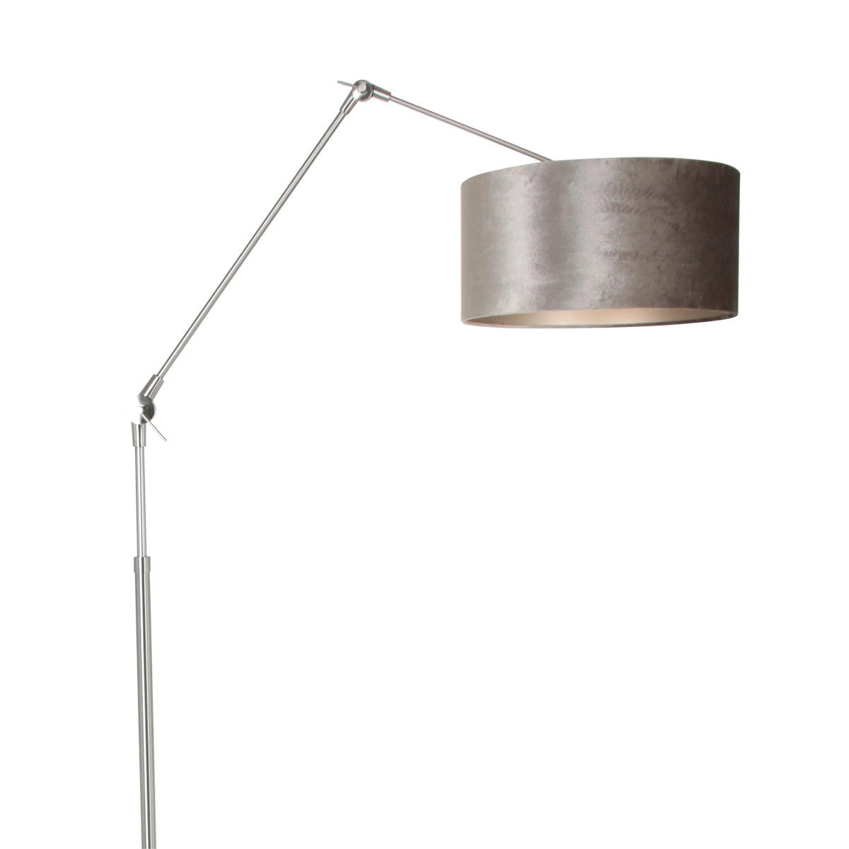 Lampe de lecture au sol Prestige Chic Acier inoxydable avec abat-jour en velours taupe de 40 cm Steinhauer 8712746145748