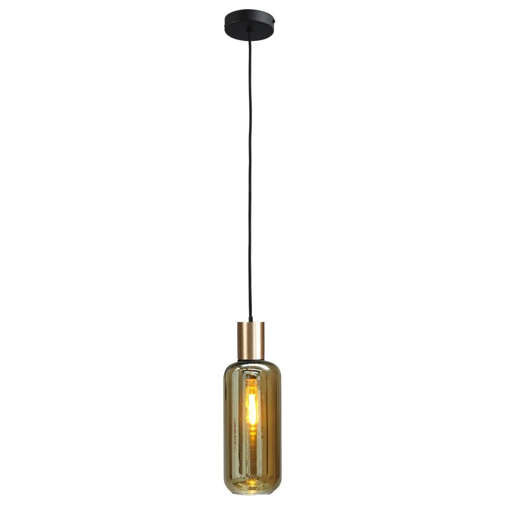 Lampe suspendue noire Bounty or avec verre cylindrique