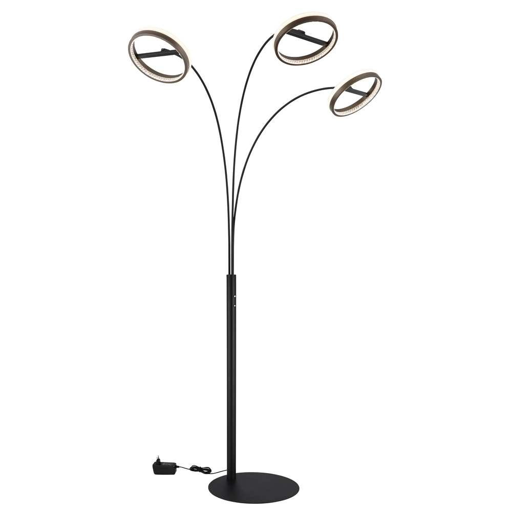 Lampadaire de conception Della Noir à 3 lumières Globo 9007371468744