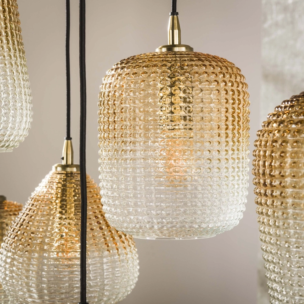 Lampe pendante XXL Dot 9 verres ambrés qui s’estompent Lyora 8716803511194