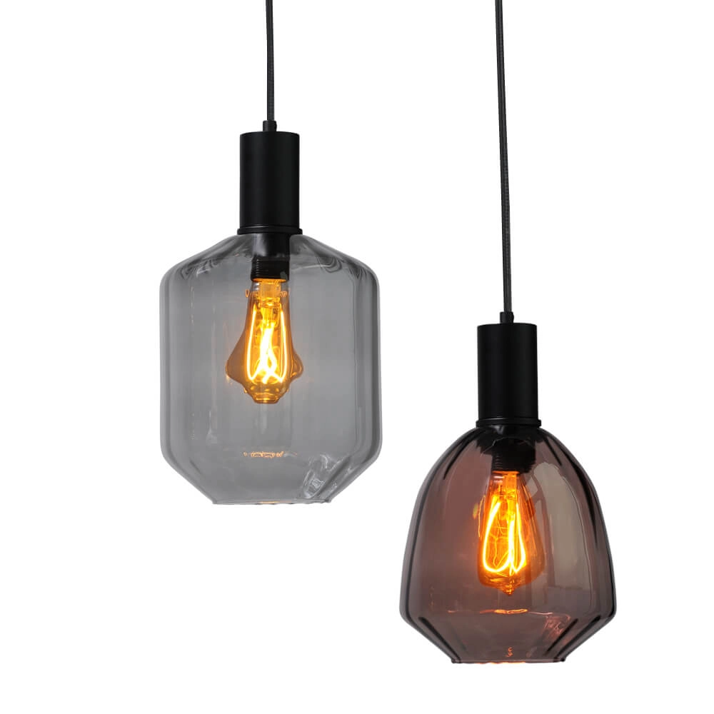 Lampe suspendue 6 lumières - noire - Porto avec des lunettes différentes Masterlight 8718121270678