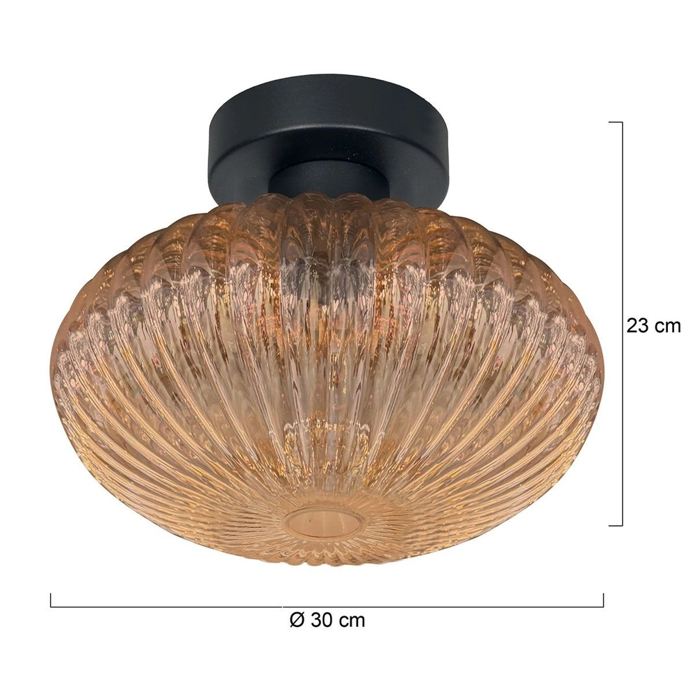 Plafonnier Bloeba noir avec verre ambré Steinhauer 8712746179170