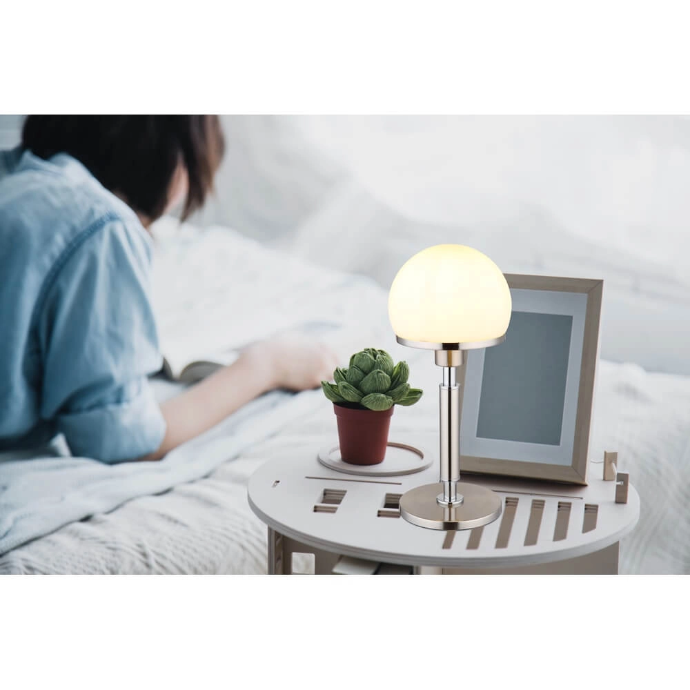 Lampe de table Haku chrome avec verre blanc Globo 9007371447312