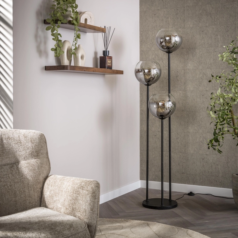 Lampe sur pied 3L Bubble avec du verre argenté qui s’estompe. Lyora 8716803511248