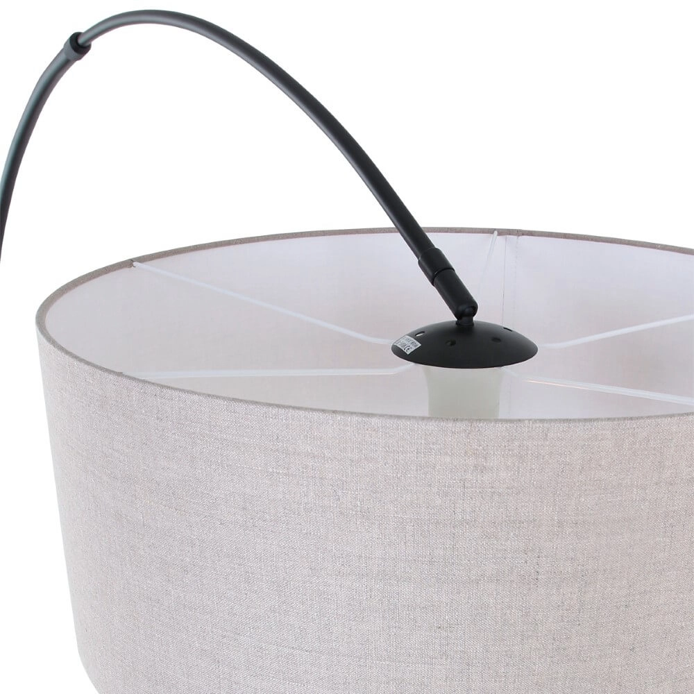 Lampe à arc Gramineus 50 noir avec abat-jour en lin Steinhauer 8712746118285