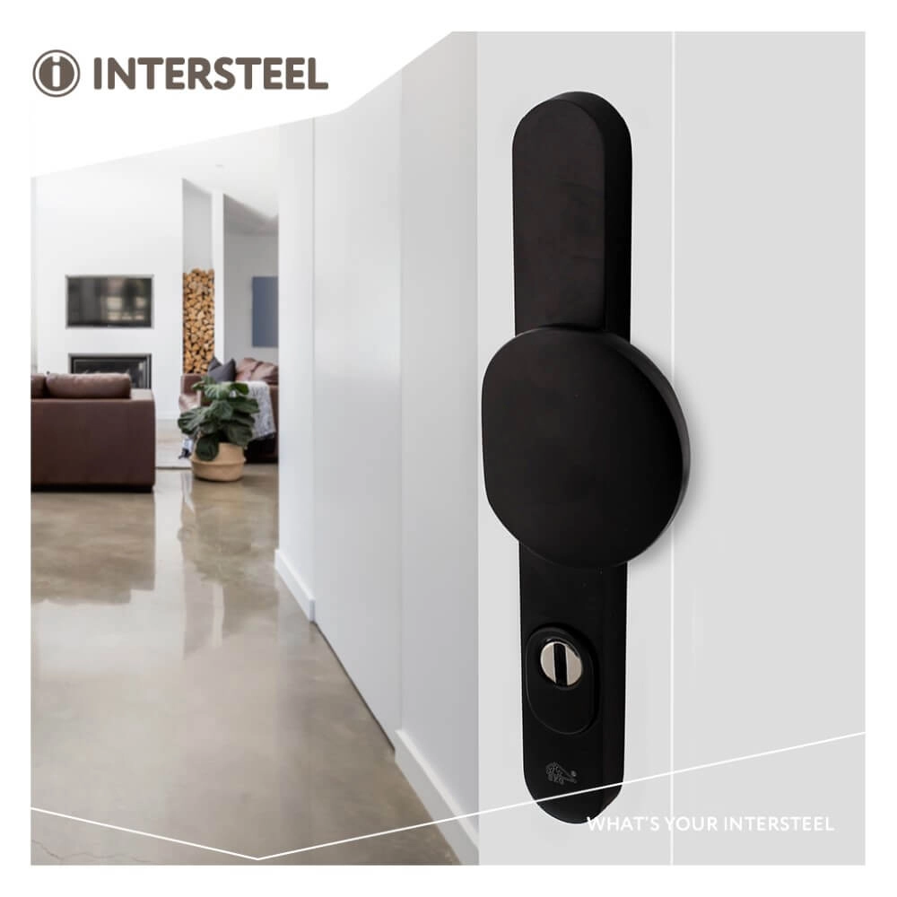 Quincaillerie de porte d’entrée étroite Vurano PC 92mm noir Intersteel 8714186534670