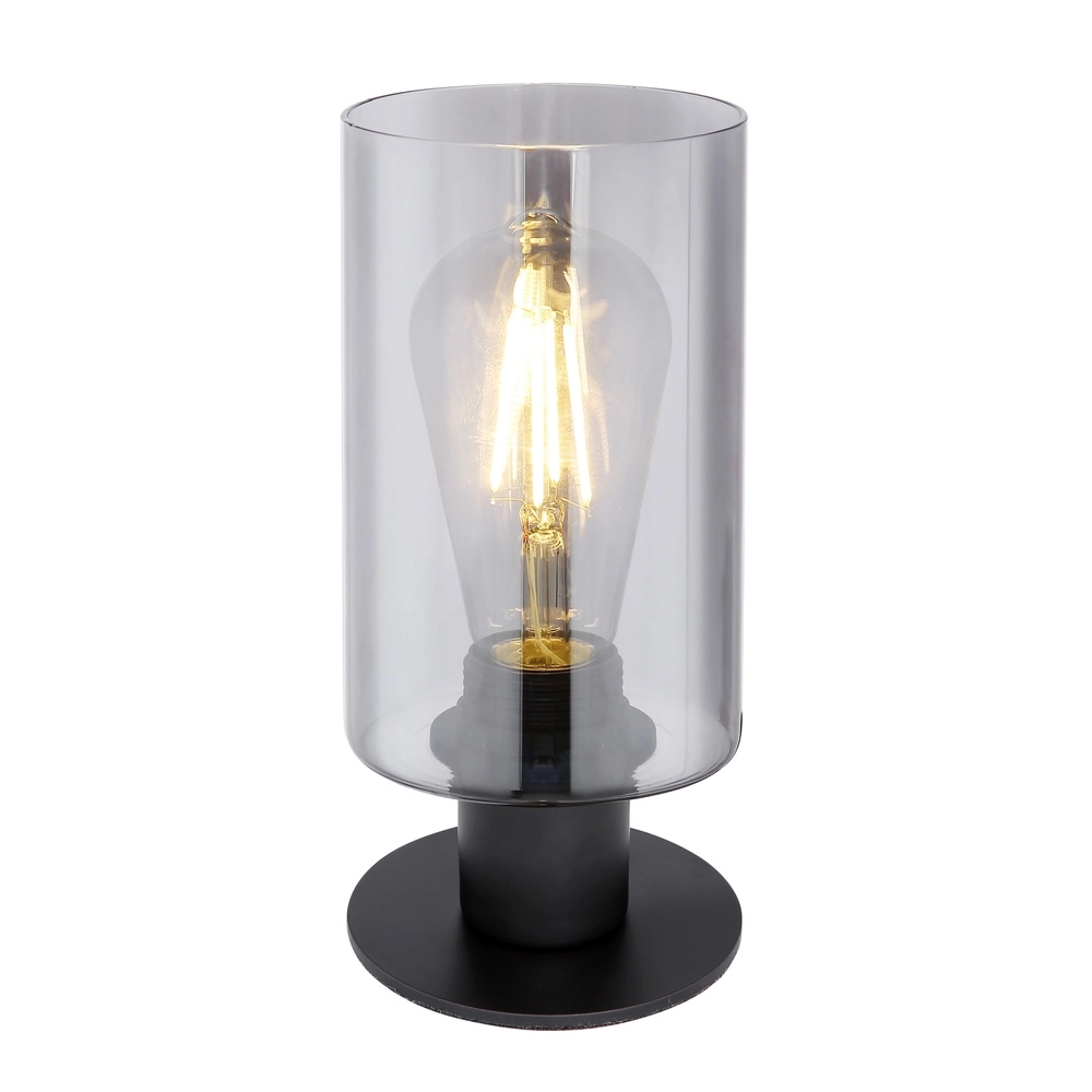Lampe de table Hadera noir avec verre fumé