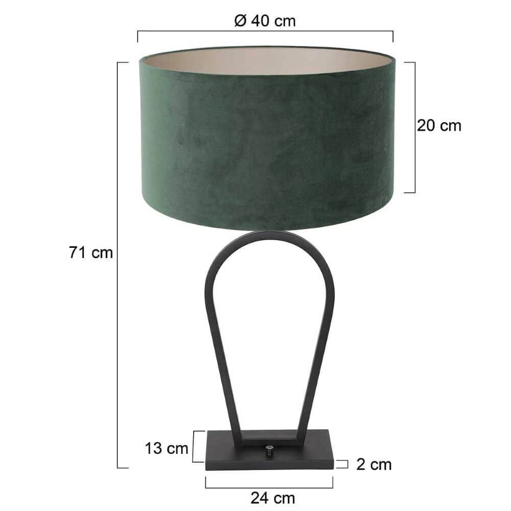 Lampe de table noire Stang avec capuche en velours vert Steinhauer 8712746166880