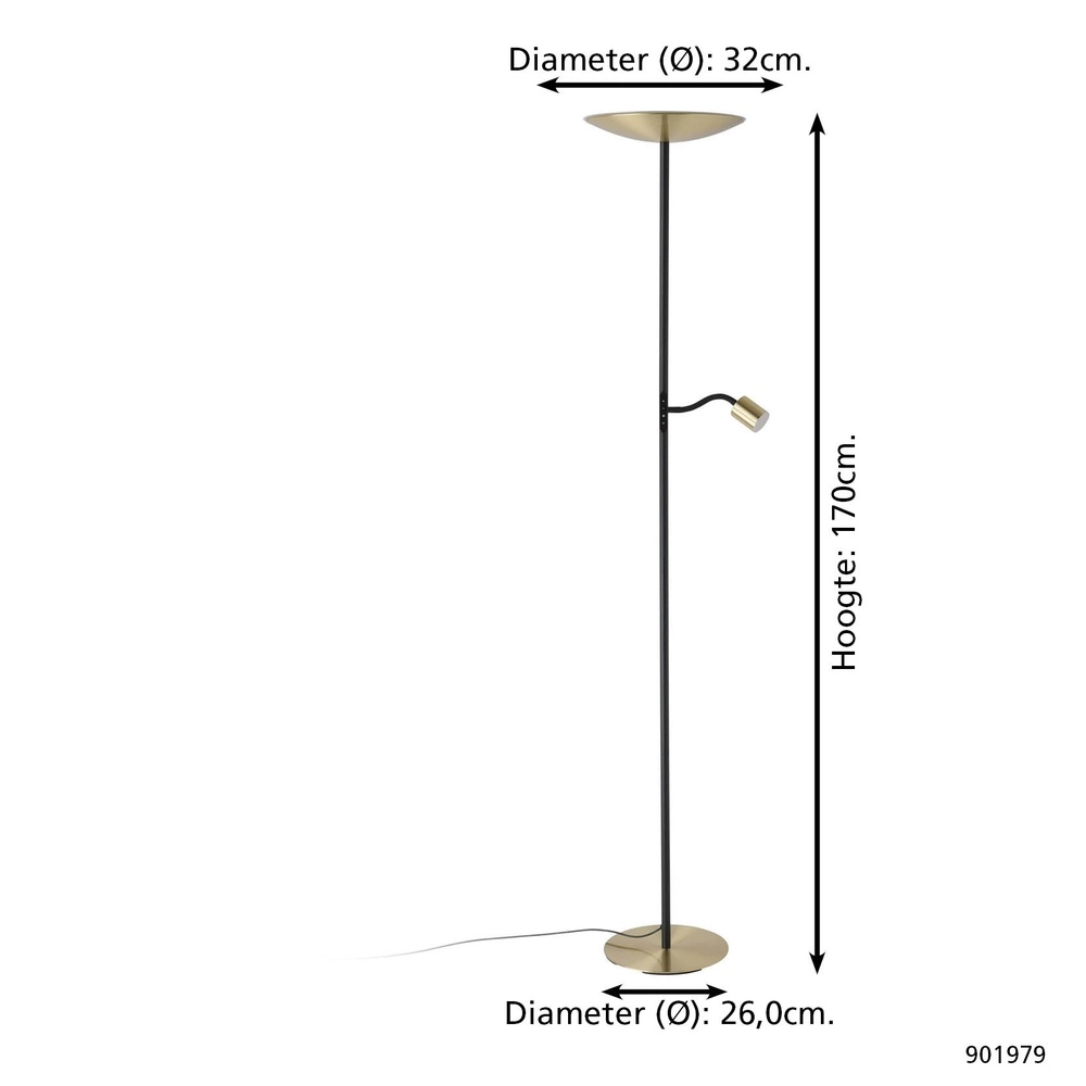 Lampadaire Conivarino Or avec noir Eglo 9008606356591