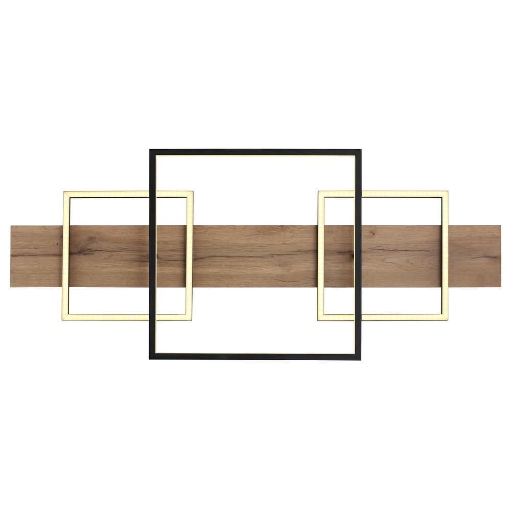 Lampe de plafond à design Vanni noir avec un aspect bois 95 cm Globo 9007371454082