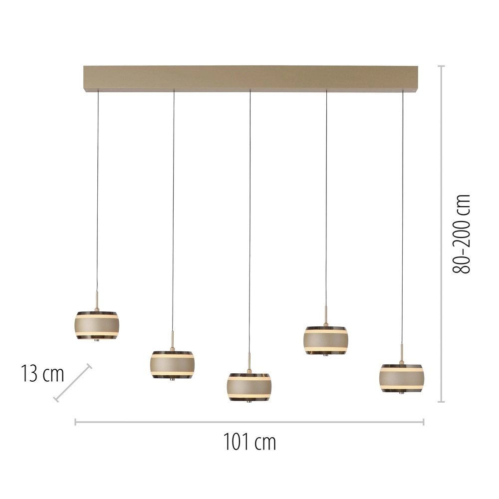 Lampe suspendue de table de salle à manger 5L Pure Falling Rings Bronce Paul Neuhaus 4012248396582