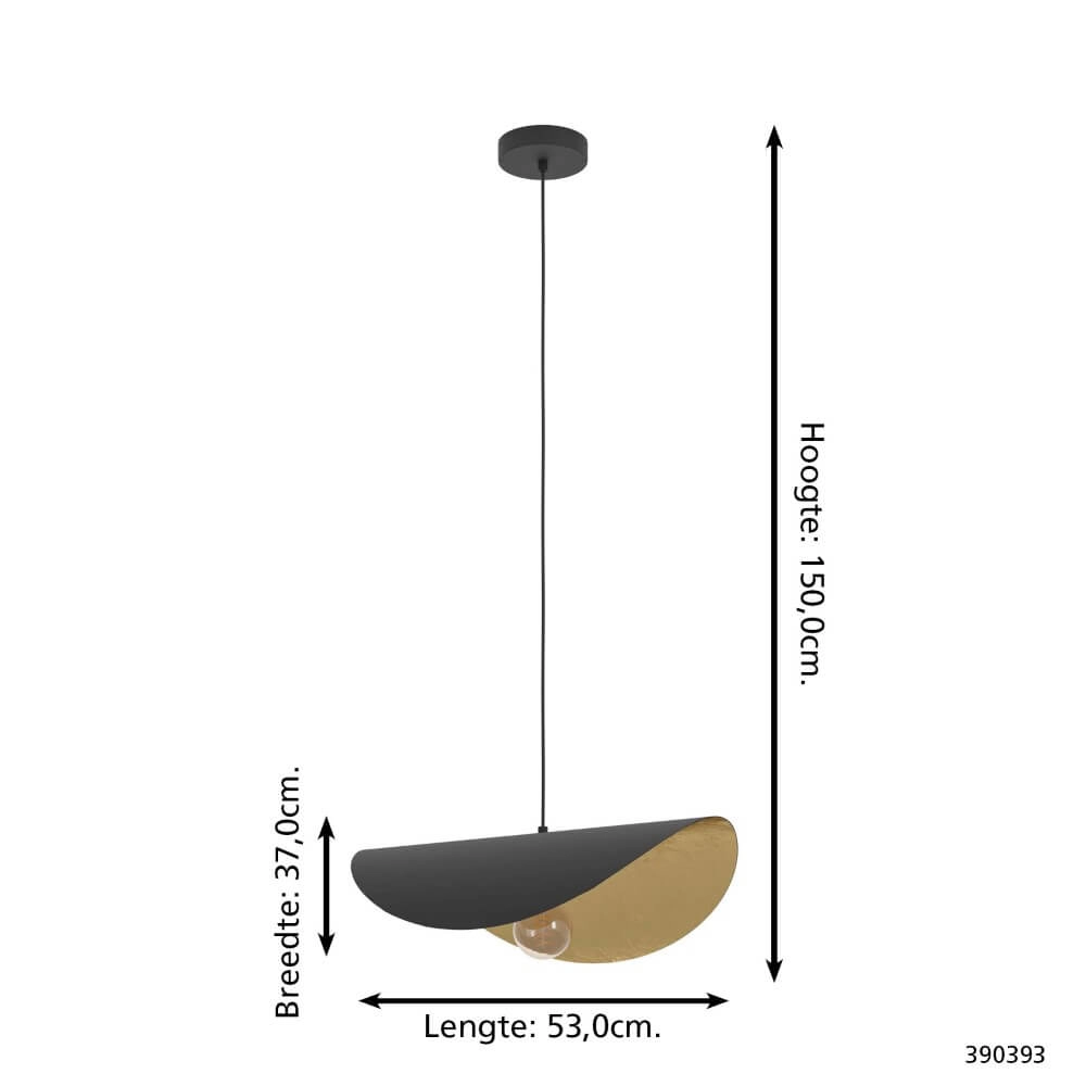 Lampe suspendue noire Saceda avec de l'or Ø 53cm Stars of Light 9008606292295