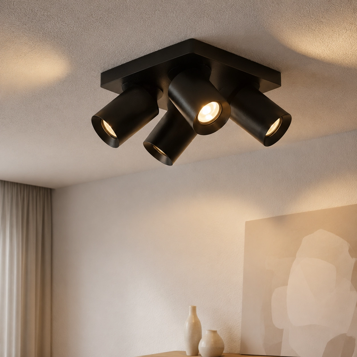 Spot en saillie 4 lumières Megano anthracite orientable