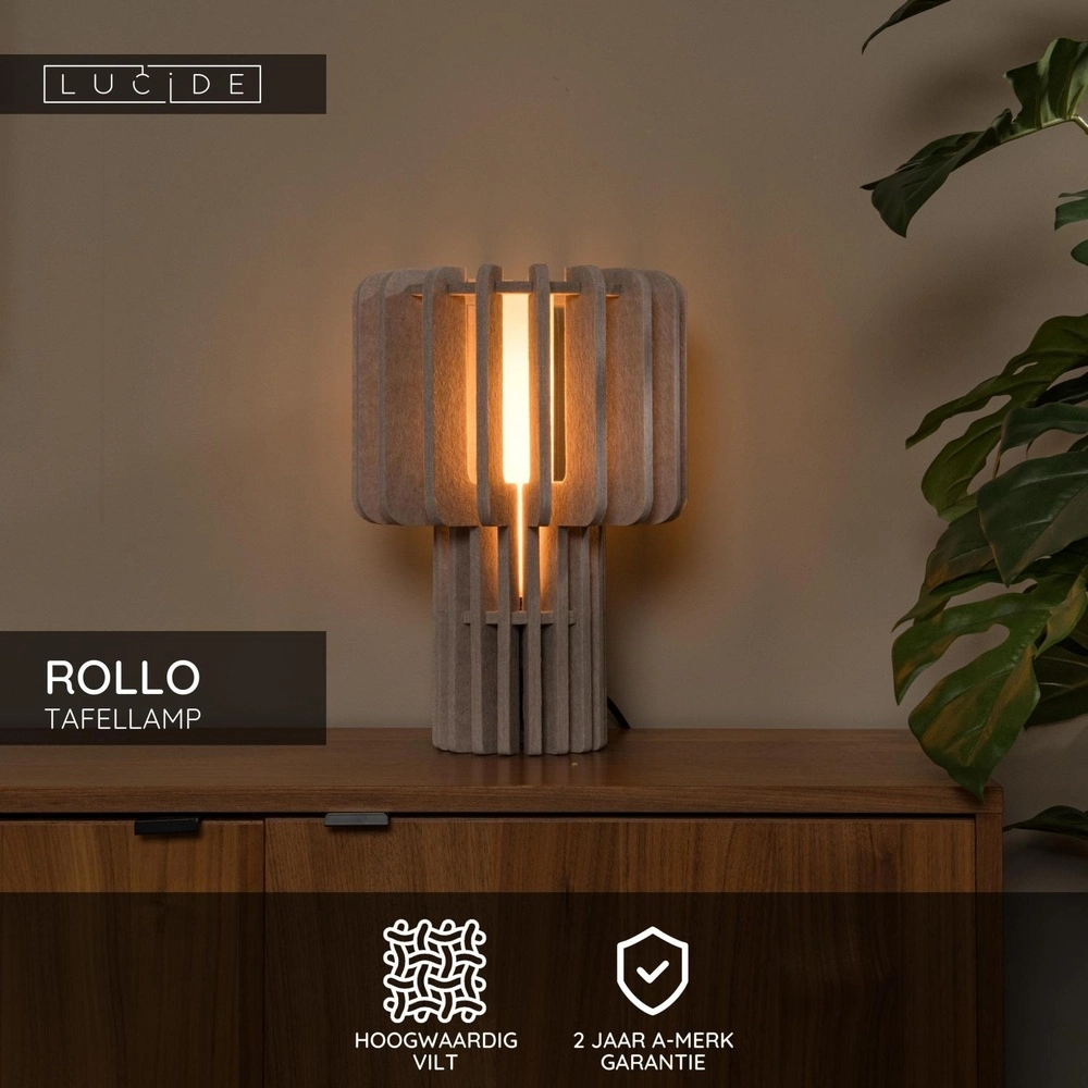 Lampe de table de conception Rollo brun sable Lucide 5411212452863