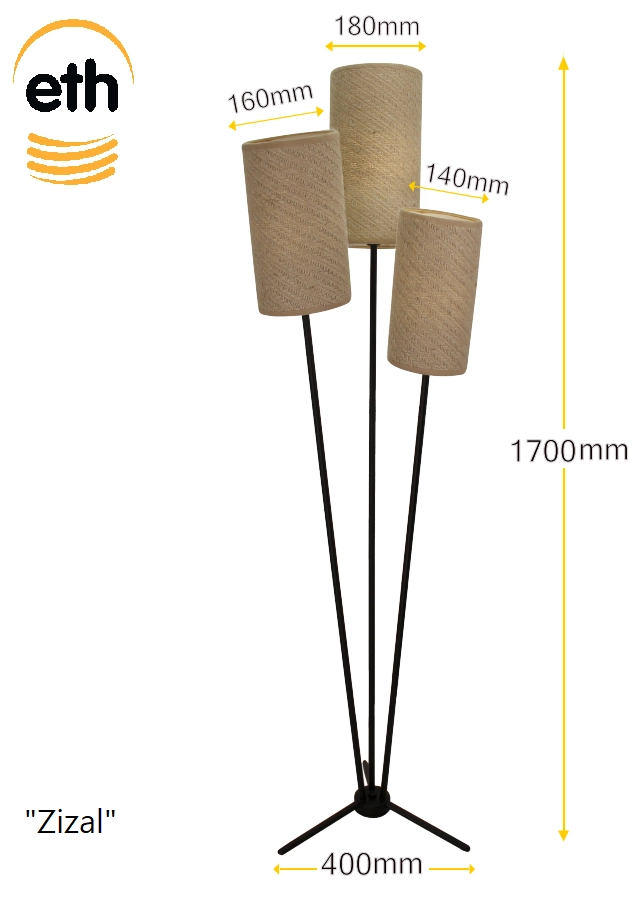 Lampe de pied en tissu Zizal ETH 8720195310570