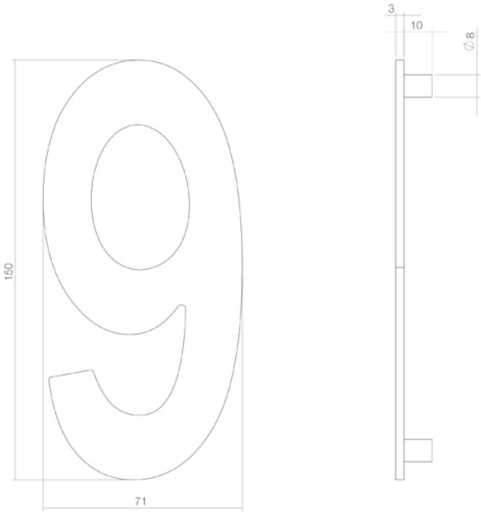 Maison numéro 9 Numbra 15cm laiton Intersteel 8714186697443