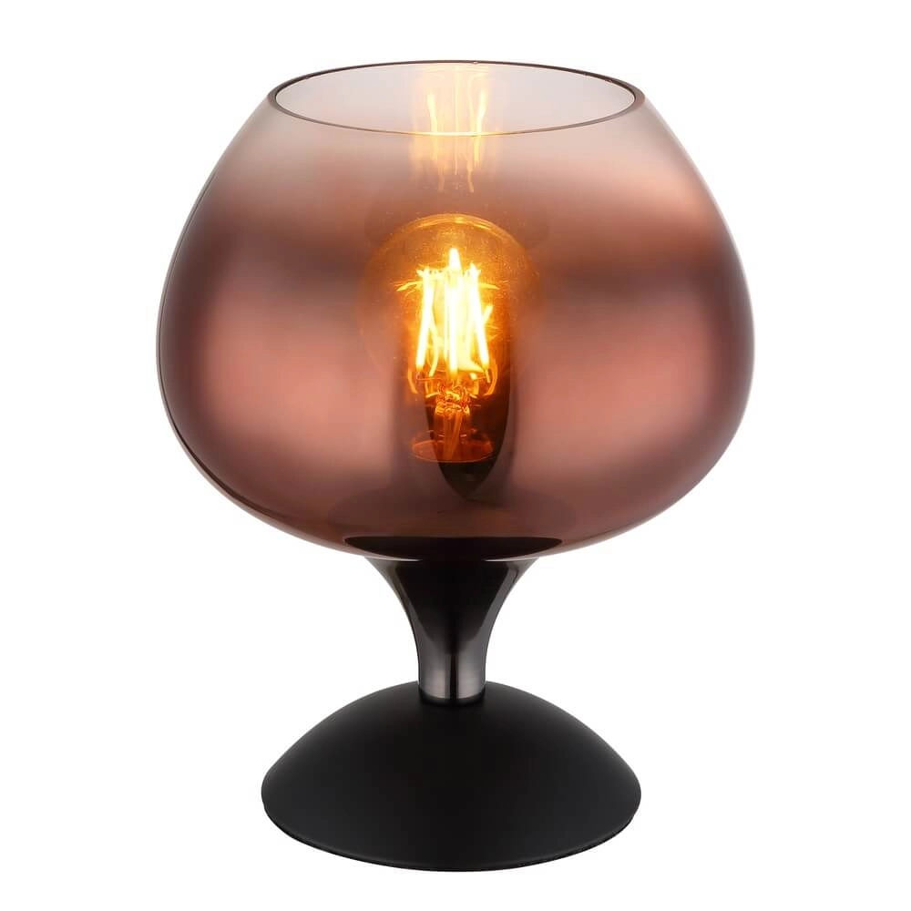 Lampe de table noire Maxy avec verre rouge Ø 15cm