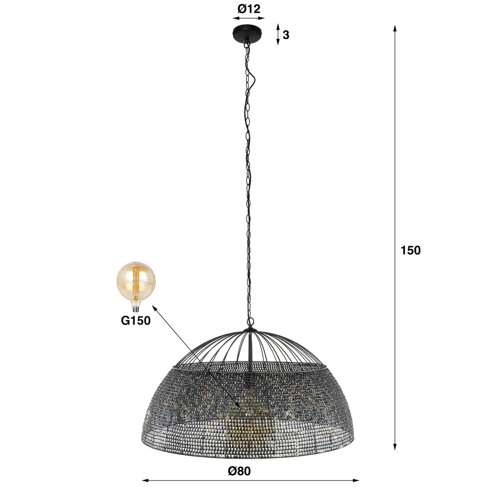 Lampe suspendue à l’échelle XXL Armor Ø 80cm Lyora 8716803512917