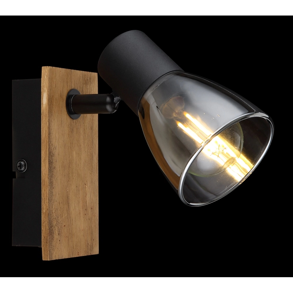Lampe murale Claude noir avec bois Globo 9007371440207